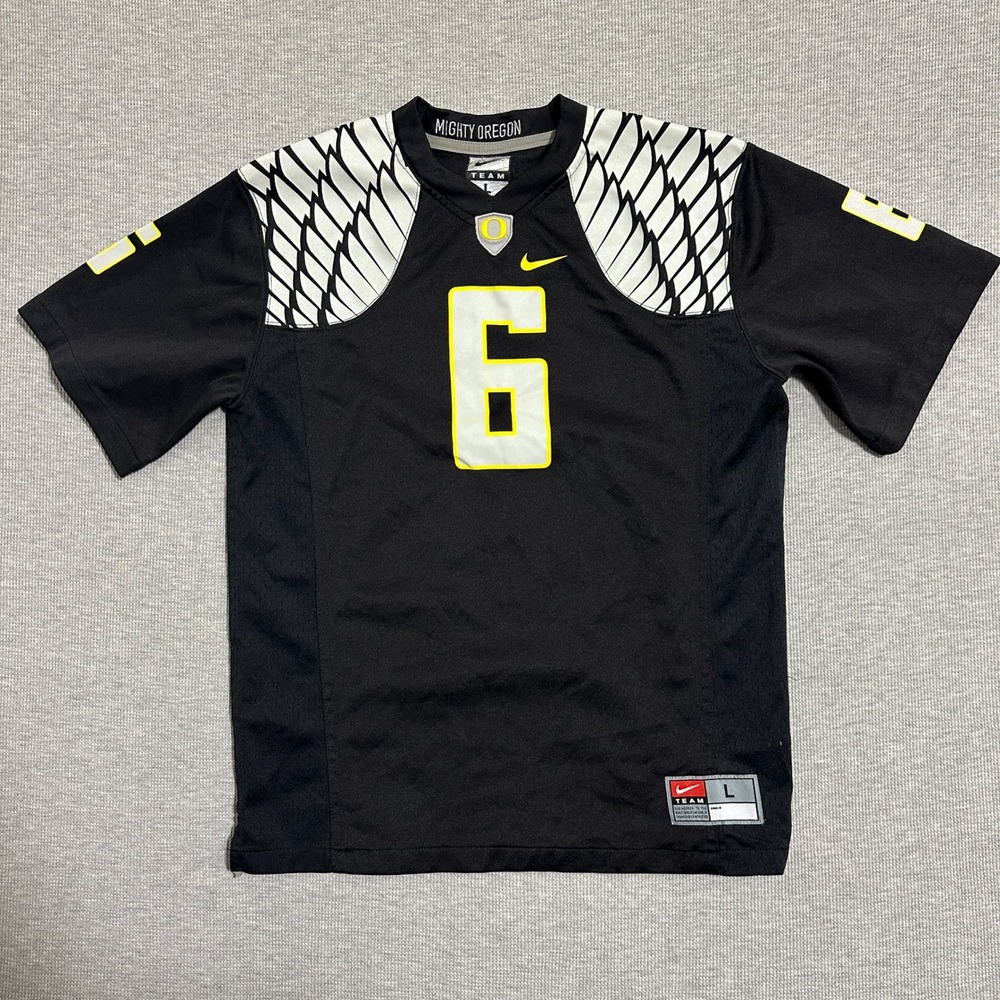 Nike Kids Oregon Ducks Football Jersey Black Wing Shoulder Size Large 6 7452-OD